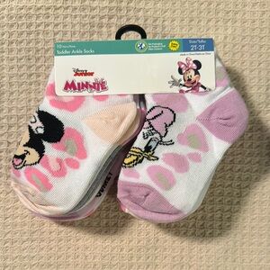 COPY - Disney Minnie Mouse 10 pack Pink and White toddler socks